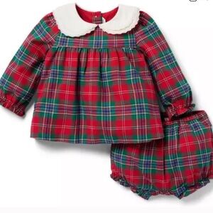Janie and Jack Plaid Baby Outfit with Ruffled Collar